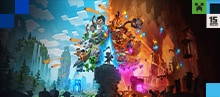 A hero stands between two opposing armies with a logo marking Minecraft's 15 Year Anniversary