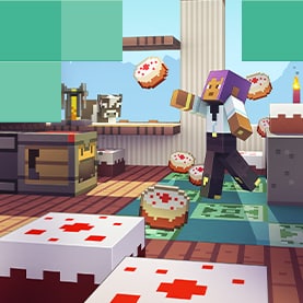 A cow staring into a house with a crafter.