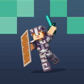 Minecraft Alex in a full set of armor.