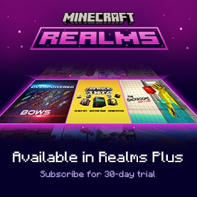 Realms Plus January featuring Overpowered Bows, Too Much TNT, and the Backrooms Party Time. Subscribe for a 30-day trial!