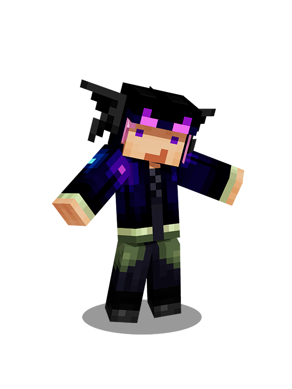A Minecraft character wearing the Ender Dragon Shawl avatar item